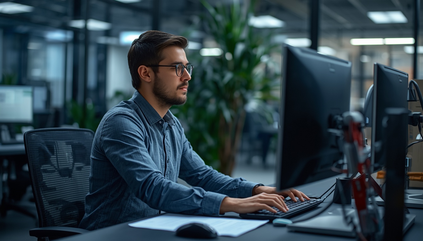 Desk worker performing a guided movement session at their workstation